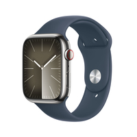 Apple Watch Series 9 GPS+ Cellular 45 mm Edelstahlgehäuse Sport Band Storm Blue