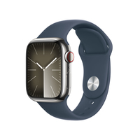 Apple Watch Series 9 silber/dunkelblau Edelstahl 41 mm Sportarmband