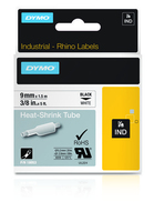 [1562168000] Dymo IND Heat-Shrink Tube Labels - 9mm x 1,5m - Black on White - Black on white - Black on white - -55 - 135 °C - UL 224 - MIL-STD-202G - MIL-81531 - SAE-DTL 23053/5 (1 - 3) - DYMO - Rhino