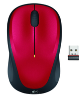 [2264795000] Logitech Wireless Mouse M235 - Ambidextrous - Optical - RF Wireless - Black - Red
