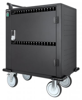 Manhattan Charging Cabinet/Cart via USB-C x32 Devices - Trolley - Power Delivery 18W per port (576W total) - Suitable for iPads/other tablets/phones/smaller chromebooks - Bays 330x22x235mm - Device charging cables not included - Lockable (PIN code) - EU & UK power 