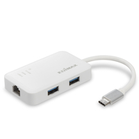 [5825869000] Edimax EU-4308 - USB 3.2 Gen 1 (3.1 Gen 1) Type-C - RJ-45 - USB 3.2 Gen 1 (3.1 Gen 1) Type-A - 5000 Mbit/s - White - LAN - Power - USB - CE - FCC - RoHS