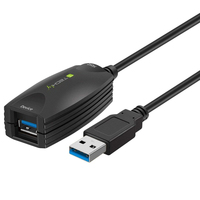 Techly SuperSpeed USB3.0 Active Extension Cable 5m Black ICUR3050 - 5 m - USB A - USB A - USB 3.2 Gen 1 (3.1 Gen 1) - Male/Female - Black
