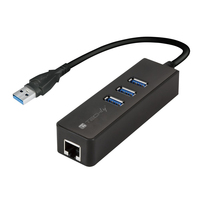 [7367553000] Techly Konverter 1x USB A Stecker auf 1x RJ45 Buchse & 3x USB A Buchse