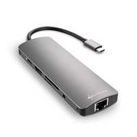Sharkoon USB 3.0 Type C Combo Adapter - USB Typ-C - HDMI - RJ-45 - USB 3.2 Gen 1 (3.1 Gen 1) - Grau - 132 m - 5 Gbit/s - 130 mm