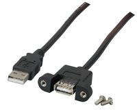[6346473000] EFB Elektronik USB2.0 Verlängerungskabel A-A, St.-Einbaubuchse, 1,0m, schwarz, Classic