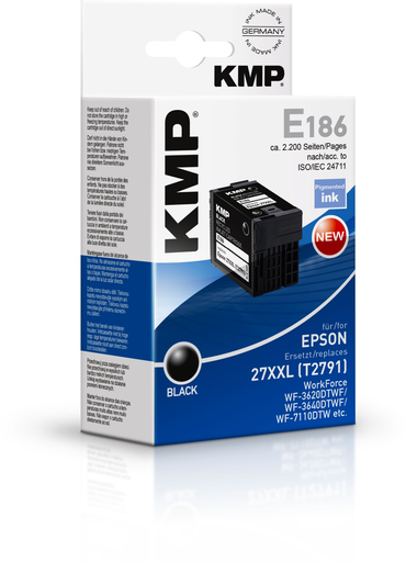 KMP E186 - Pigment-based ink - Black - Epson - Workforce WF-3620 DWF Workforce WF-3640 DTWF Workforce WF-7110 DTW Worforce WF-7610 DWF Workforce... - Inkjet printing - 34 ml