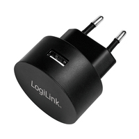 LogiLink USB Steckdosenadapter - 1x USB-Port für Fast Charging - 10,5W - Indoor - AC - 5 V - Schwarz