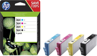 [4524779000] HP 364 4-pack Black/Cyan/Magenta/Yellow Original Ink Cartridges - Standard Yield - Pigment-based ink - Dye-based ink - 6 ml - 3 ml - 4 pc(s)