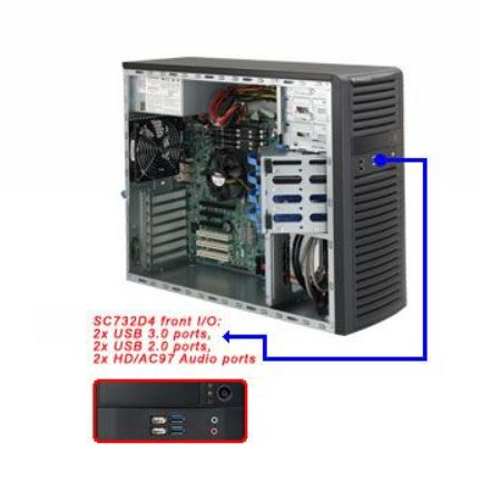 Supermicro Server Geh MT/2x600W/4x 3.5" SC732i-600B - Midi/Minitower - 3,5"