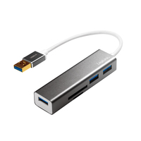LogiLink UA0306 - USB 3.2 Gen 1 (3.1 Gen 1) Type-A - USB 3.2 Gen 1 (3.1 Gen 1) Type-A - MicroSD (TransFlash),SD - 5000 Mbit/s - Silber - Weiß - 0,15 m